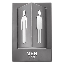 Load image into Gallery viewer, Advantus,Pop-Out ADA Sign, Men, Tactile Symbol/Braille, Plastic, 6 x 9, Gray/White

