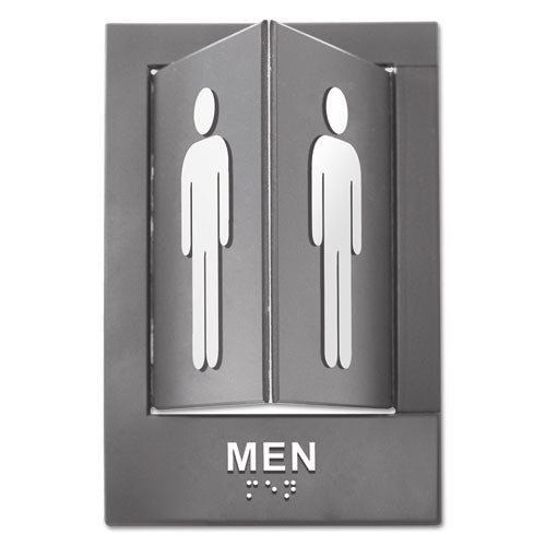 Advantus,Pop-Out ADA Sign, Men, Tactile Symbol/Braille, Plastic, 6 x 9, Gray/White