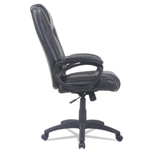 Alera,CC Series, Executive High Back Leather Chair, Supports Up to 275 lb, 20.28" to 23.9" Seat Height, Black