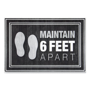 Apache Mills,Message Floor Mats, 24 x 36, Charcoal, "Maintain 6 Feet Apart"