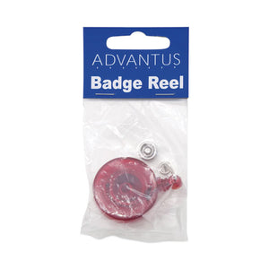 Advantus,Translucent Retractable ID Card Reel, 30" Extension, Red, 12/Pack