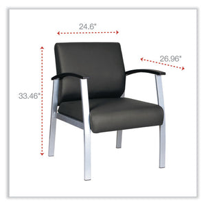 Alera, metaLounge Series Mid-Back Guest Chair, 24.6" x 26.96" x 33.46", Black Seat/Back, Silver Base